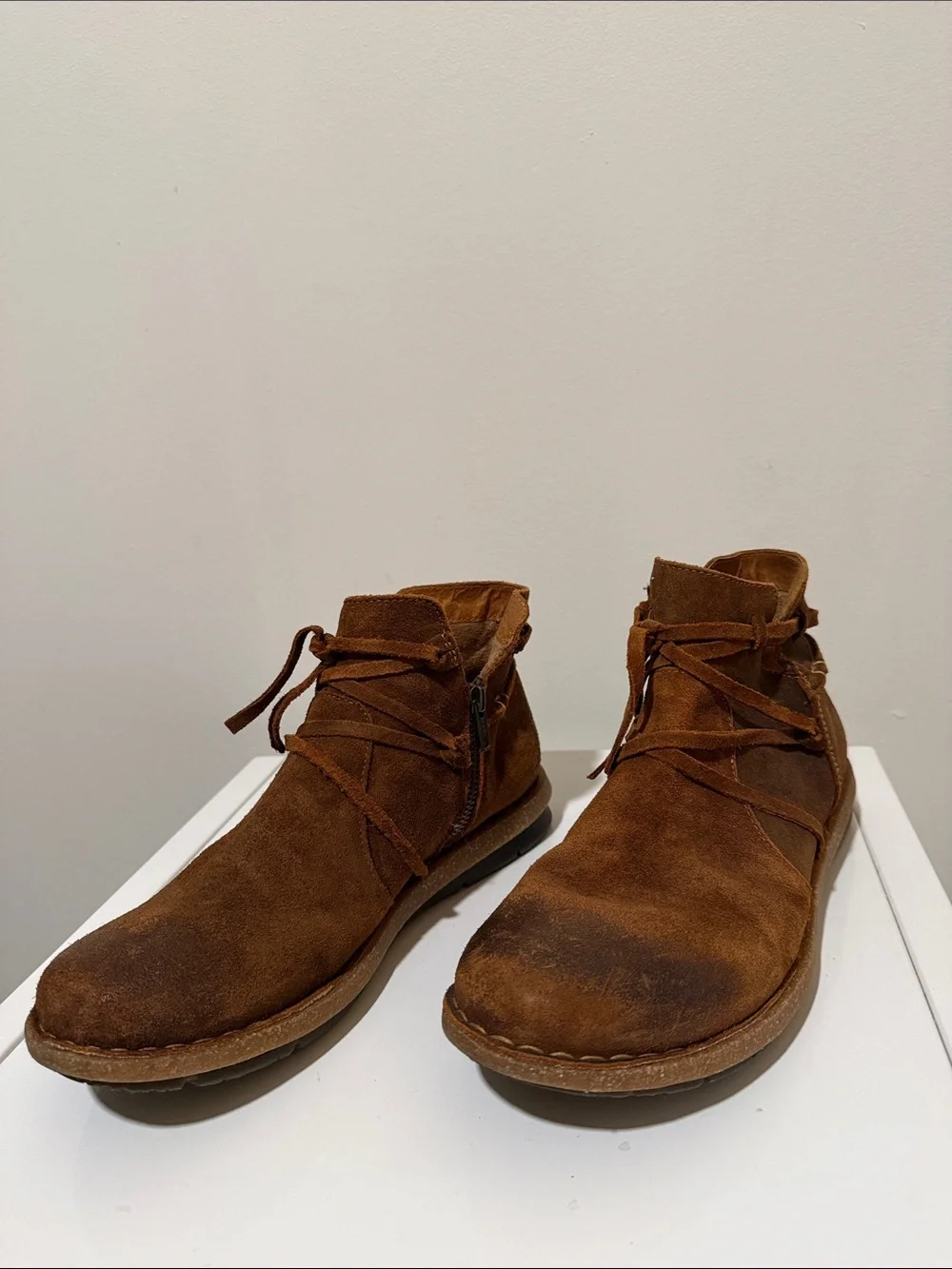 Born Women's Tarklin Brown Suede Women's Ankle Booties with Side Zip size 11